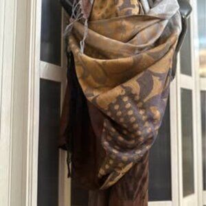 Superb three-season Pashmina scarf, assorted colors gold, silver, chocolat brown